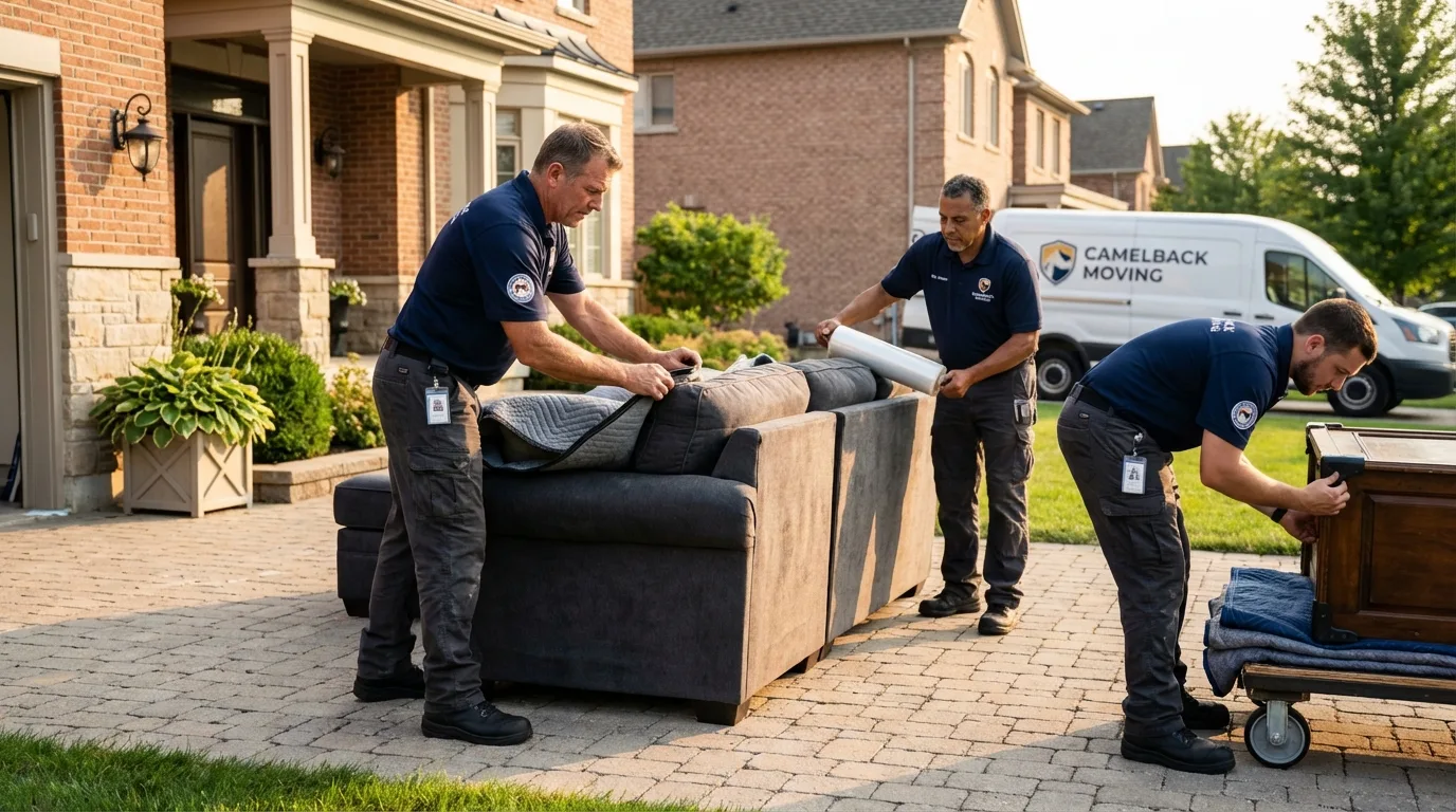 Large estate moving crew wrapping furniture in Oakland, FL