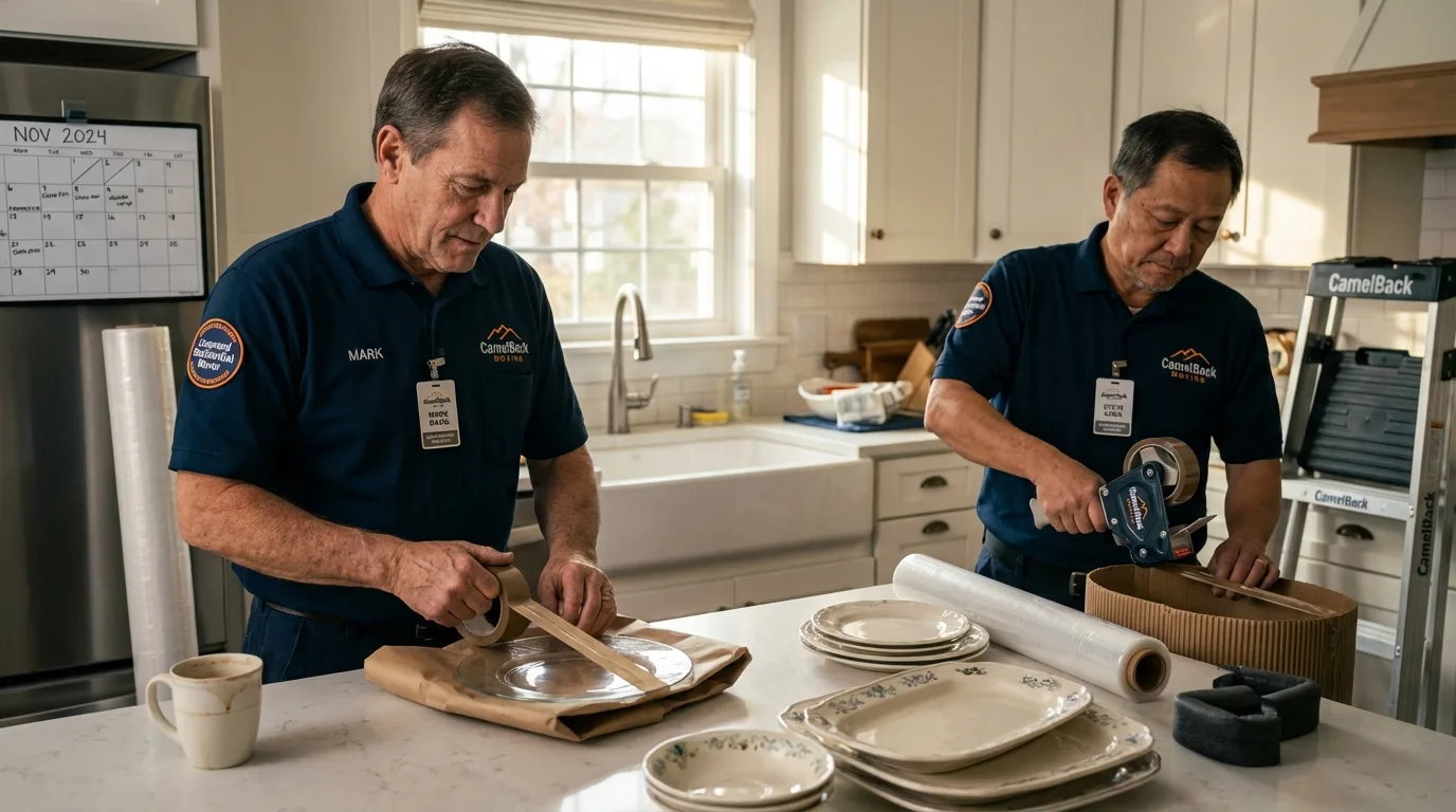 Professional crew packing kitchen dishware in Oakland, FL